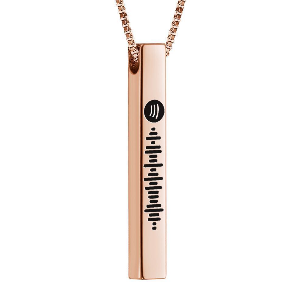 Scannable Spotify Code Necklace 3D Engraved Vertical Bar Necklace Gifts for Girlfriend Black