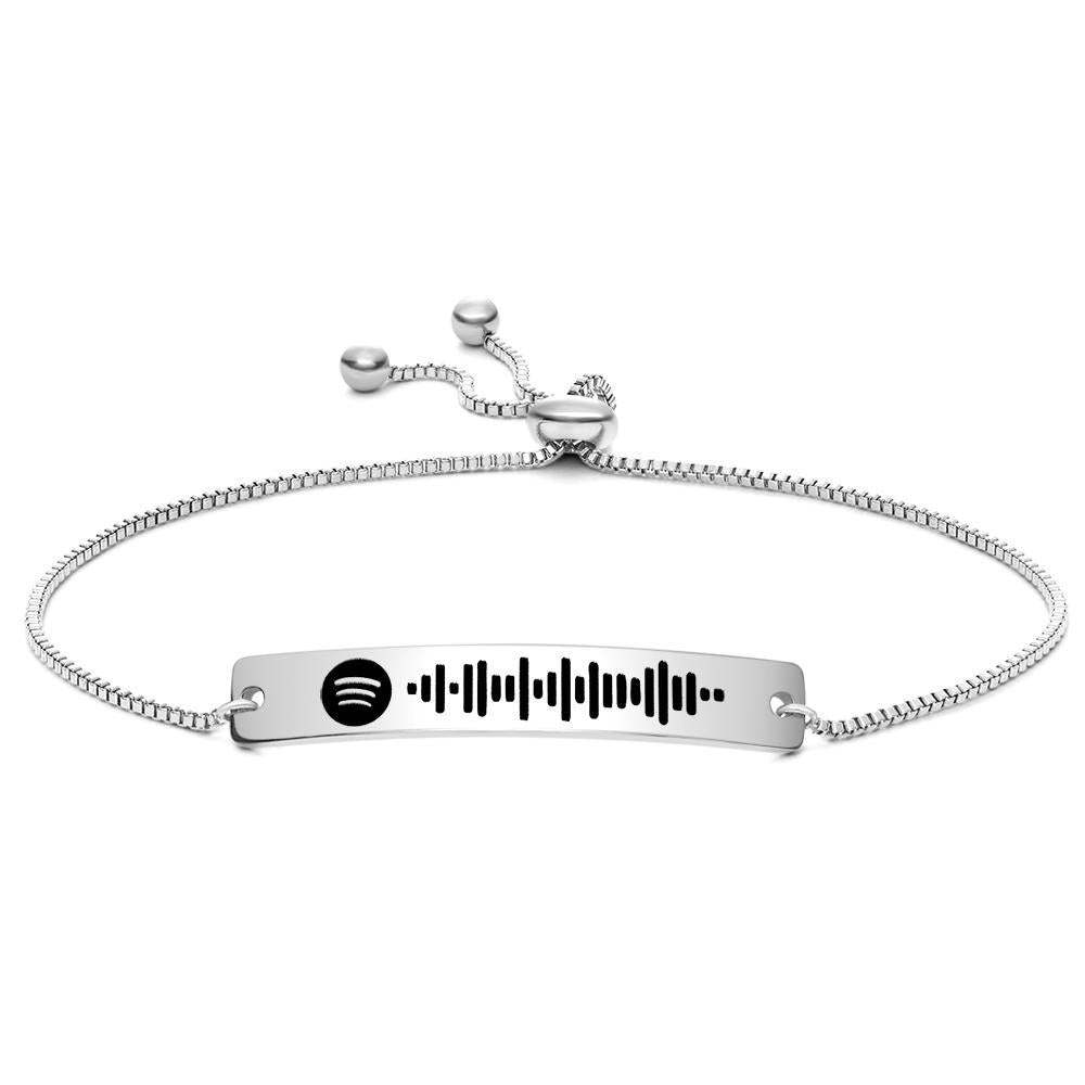 Scannable Spotify Code Bracelet Spotify Favorite Song Engraved Bar Bracelet Rose Gold Anniversary Gifts