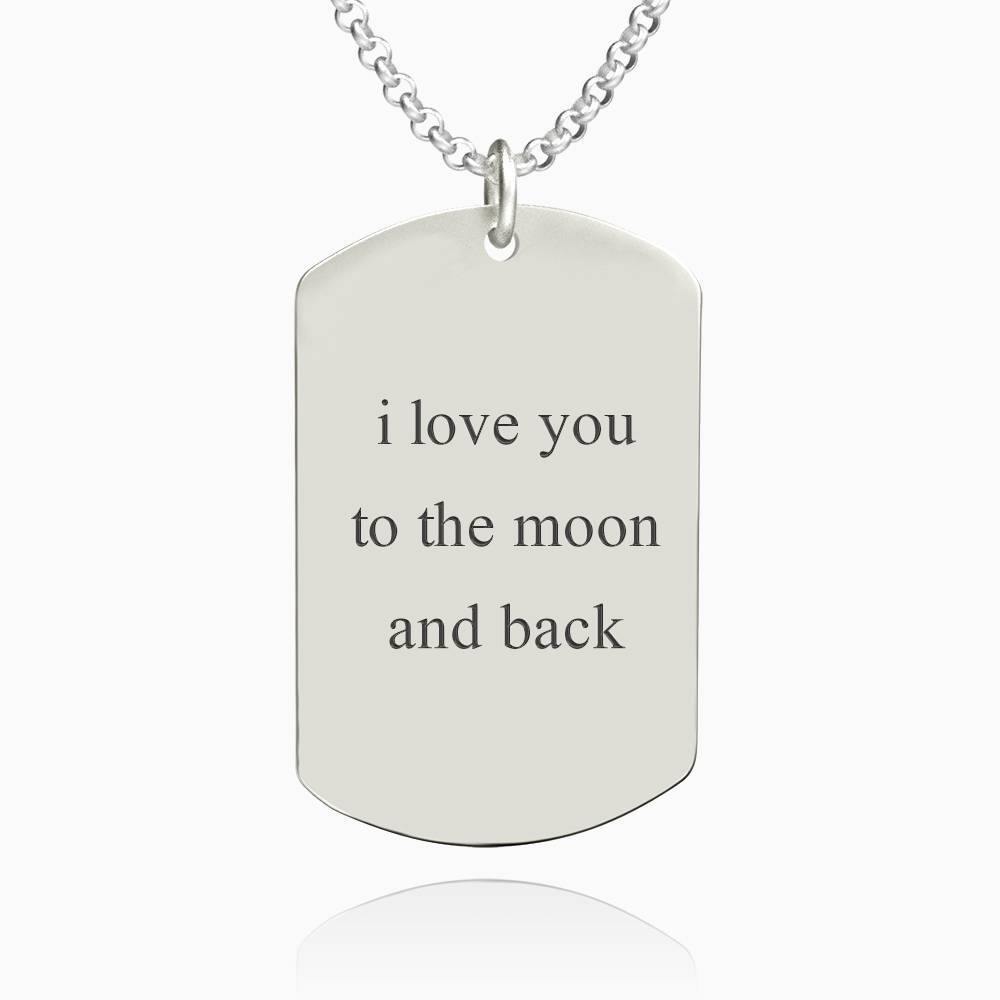 Women's Photo Engraved Tag Necklace with Engraving Silver - soufeelus