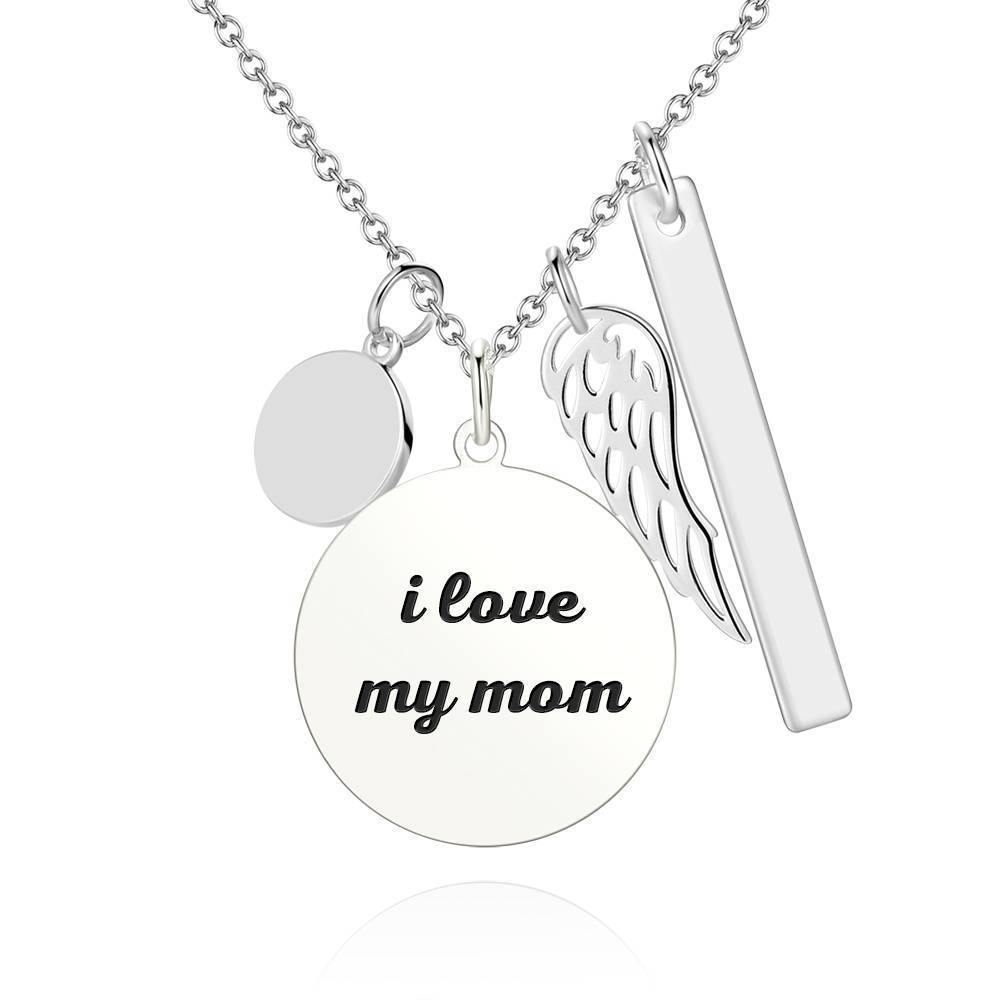 Women's Photo Engraved Tag Necklace with Engraving Silver - soufeelus