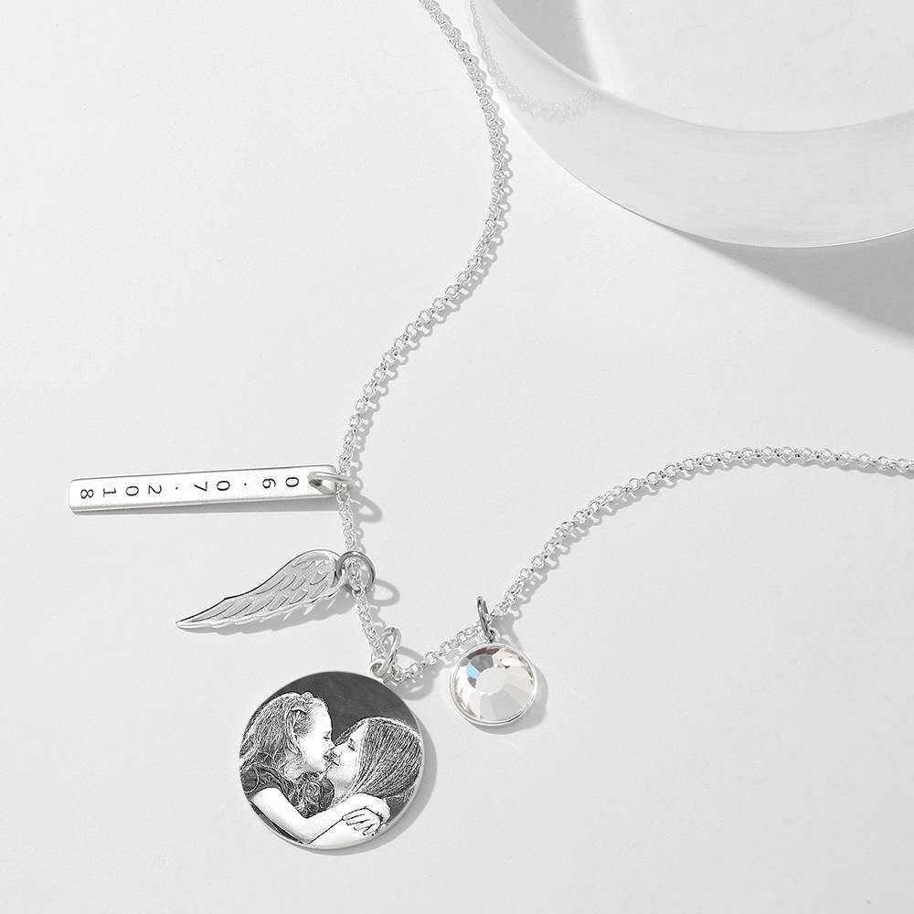 Women's Photo Engraved Tag Necklace with Engraving Silver - soufeelus