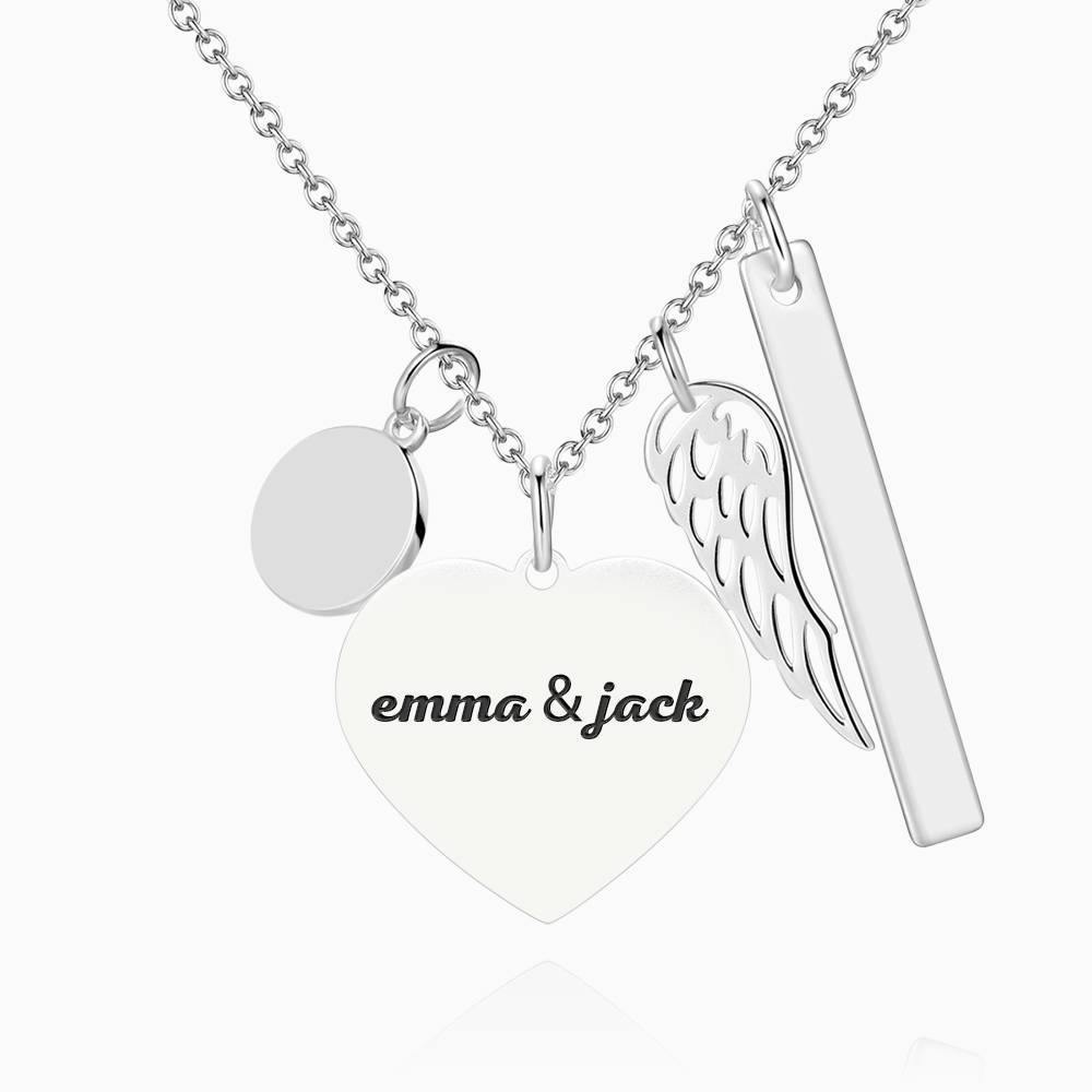 Women's Photo Engraved Tag Necklace with Engraving Silver - soufeelus