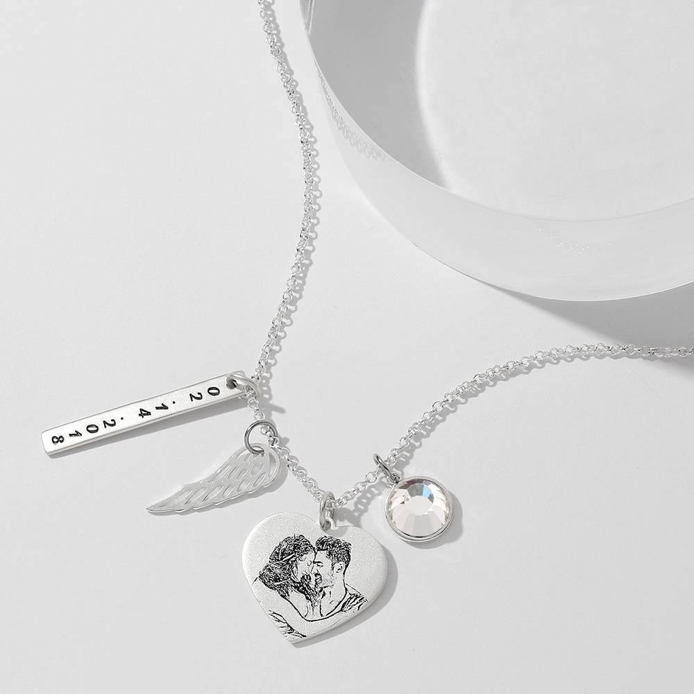 Women's Photo Engraved Tag Necklace with Engraving Silver - soufeelus