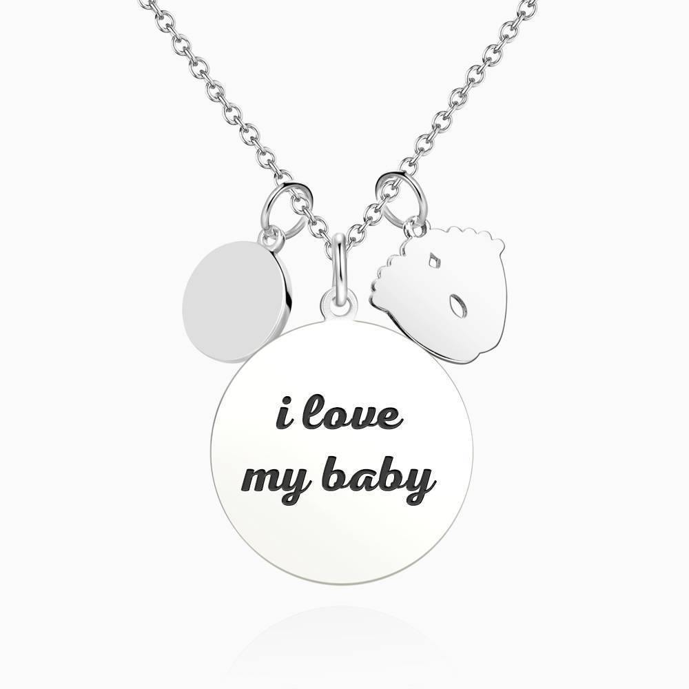 Women's Photo Engraved Tag Necklace with Engraving Silver - soufeelus