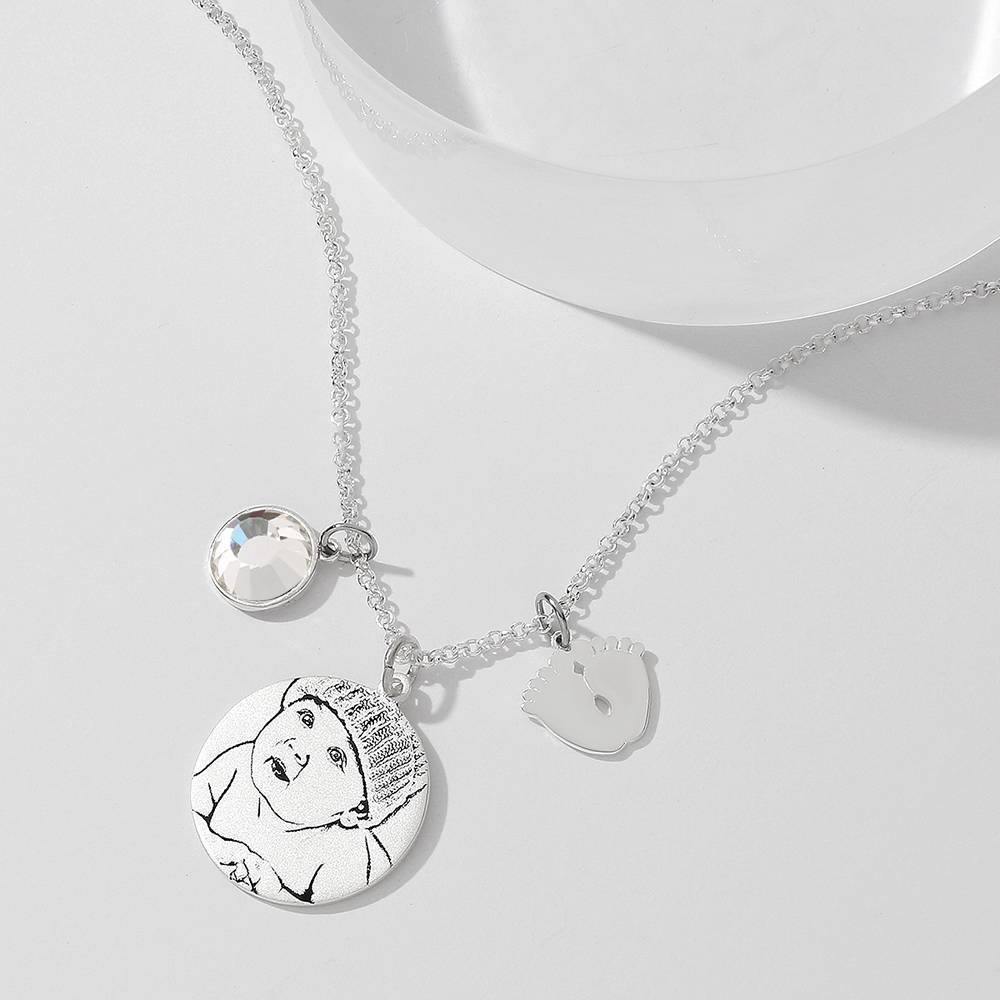 Women's Photo Engraved Tag Necklace with Engraving Silver - soufeelus