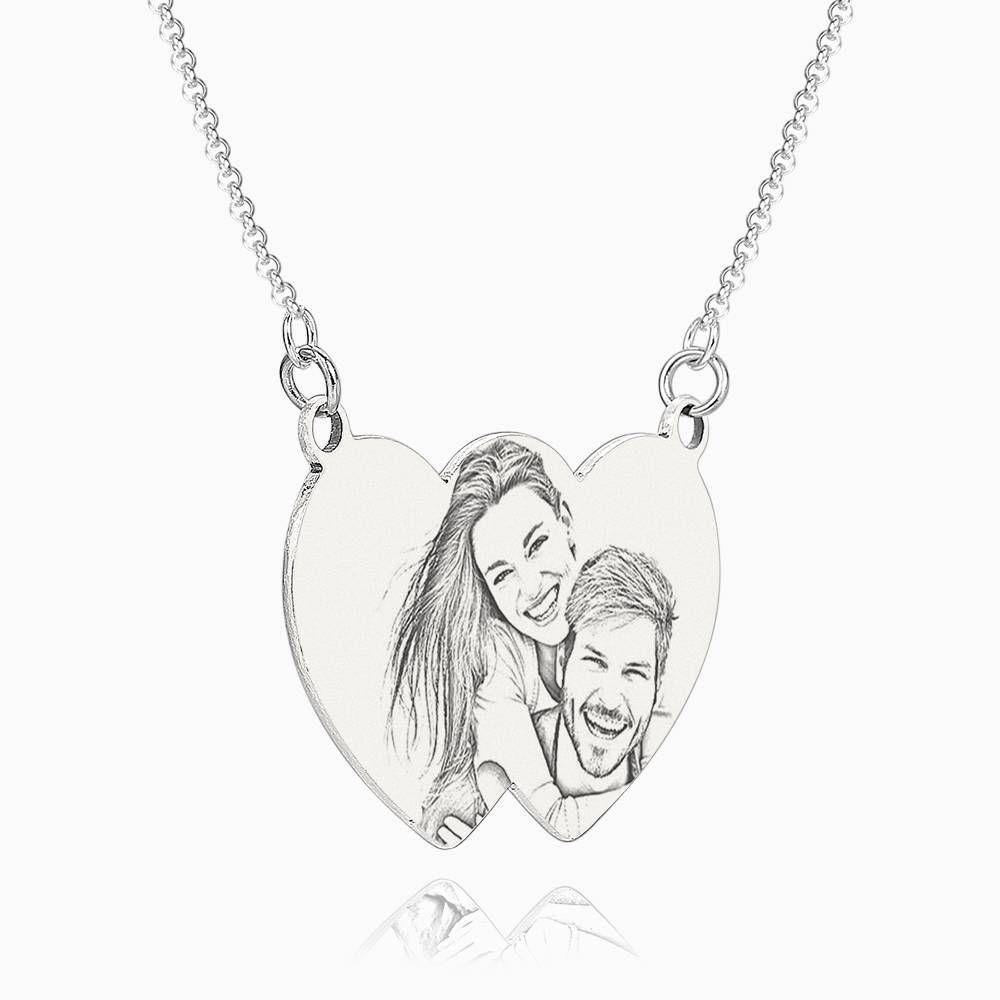 Photo Engraved Tag Necklace with Engraving Silver - soufeelus