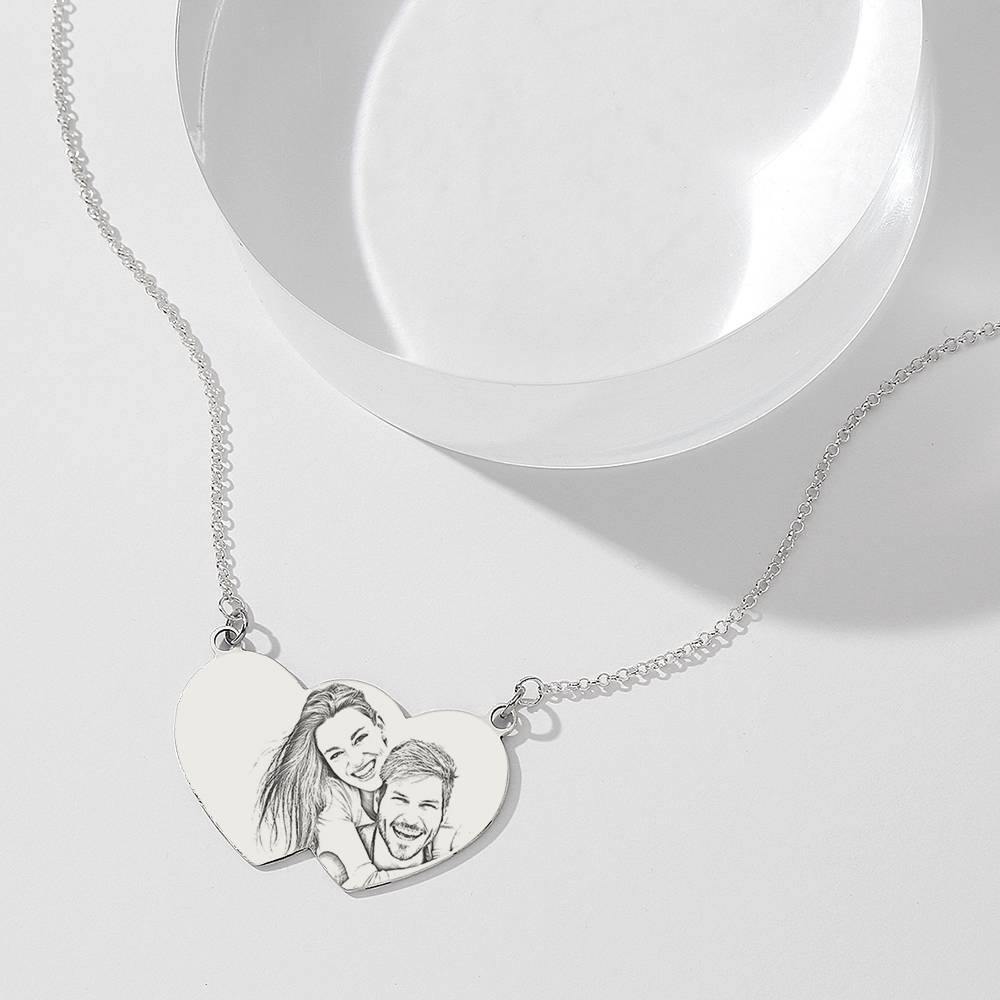Photo Engraved Tag Necklace with Engraving Silver - soufeelus
