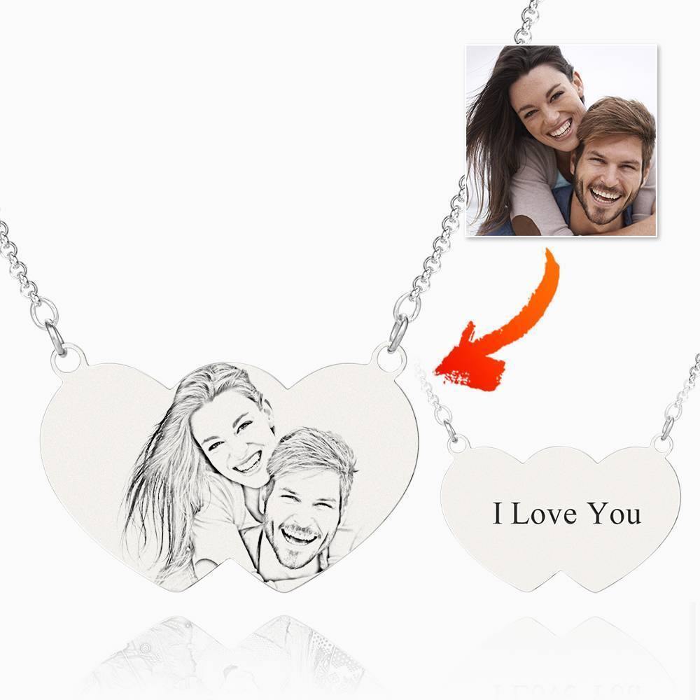 Photo Engraved Tag Necklace with Engraving Silver - soufeelus