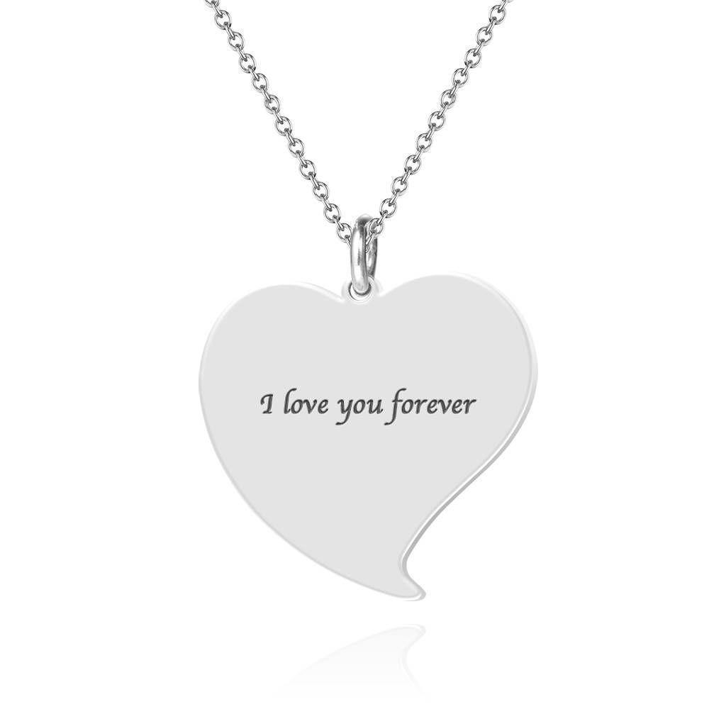Women's Heart Photo Engraved Tag Necklace with Engraving Silver - soufeelus
