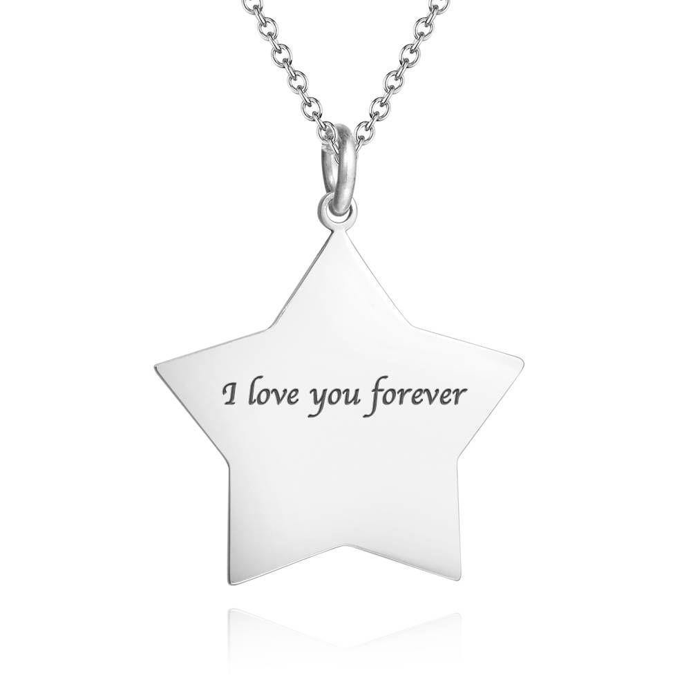 Star Photo Engraved Tag Necklace with Engraving Silver - soufeelus