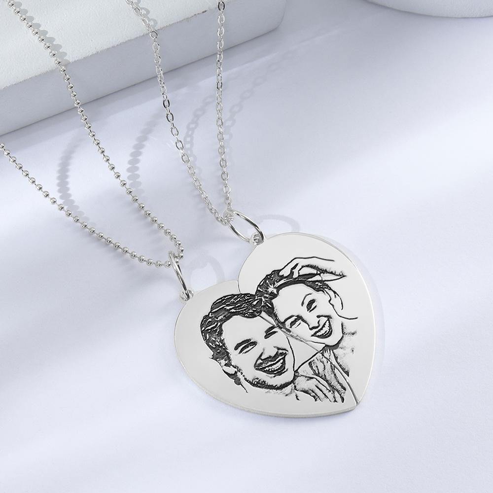 Couples Necklace Set Broken Heart Necklace for Couples Silver - soufeelus