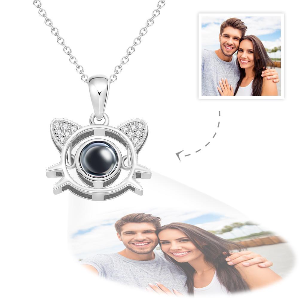 Custom Photo Projection Necklace Cat Pendant Necklace Gift for Women - soufeelus