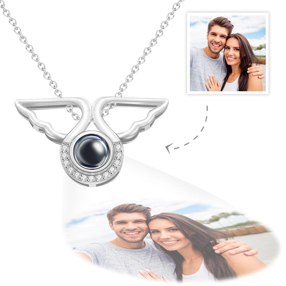 Custom Photo Projection Necklace Angel Wing Pendant Necklace Creative Gift - soufeelus
