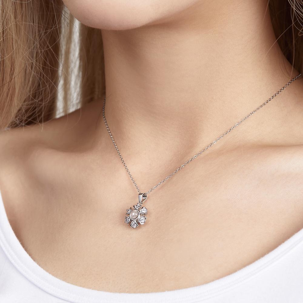 Custom Photo Projection Necklace Personalized Sunflower Photo Necklace Gift for Her - soufeelus