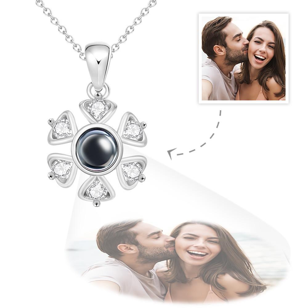 Custom Photo Projection Necklace Personalized Sunflower Photo Necklace Gift for Her - soufeelus