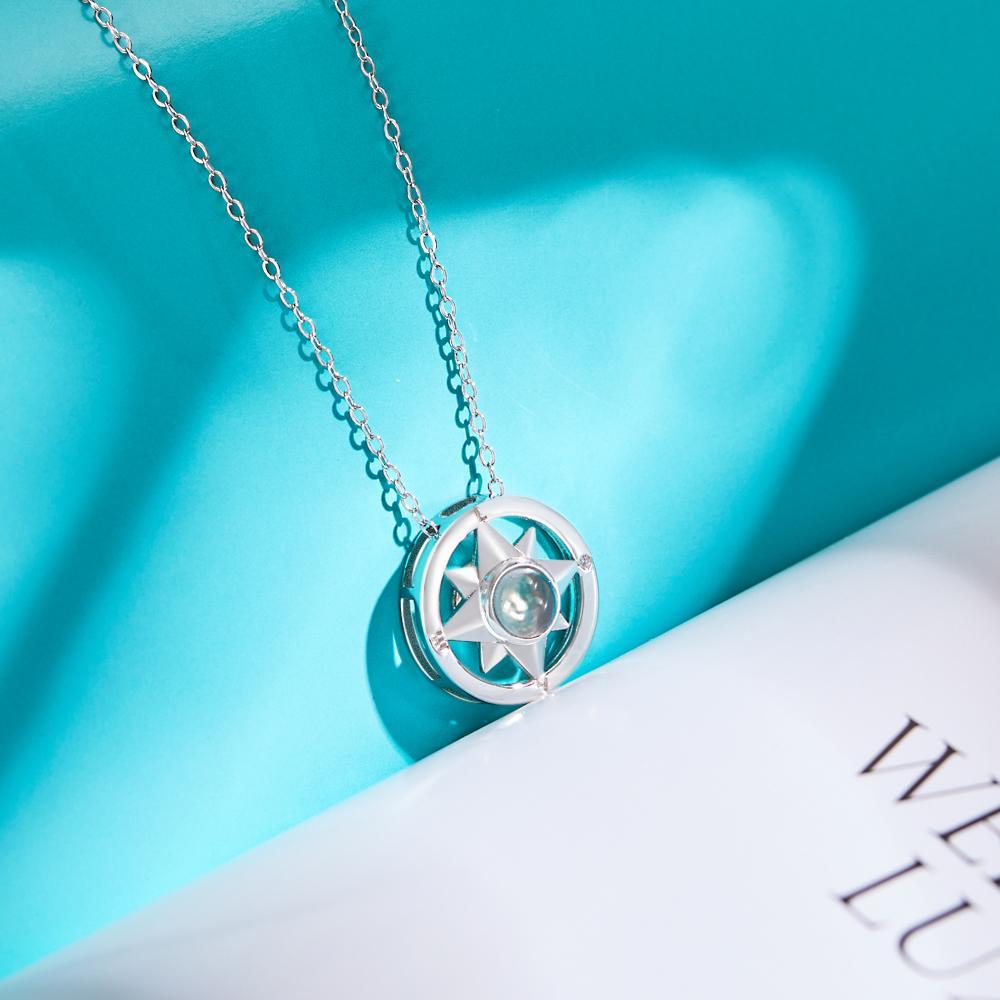 Custom Photo Projection Necklace Compass Creative Gifts - soufeelus