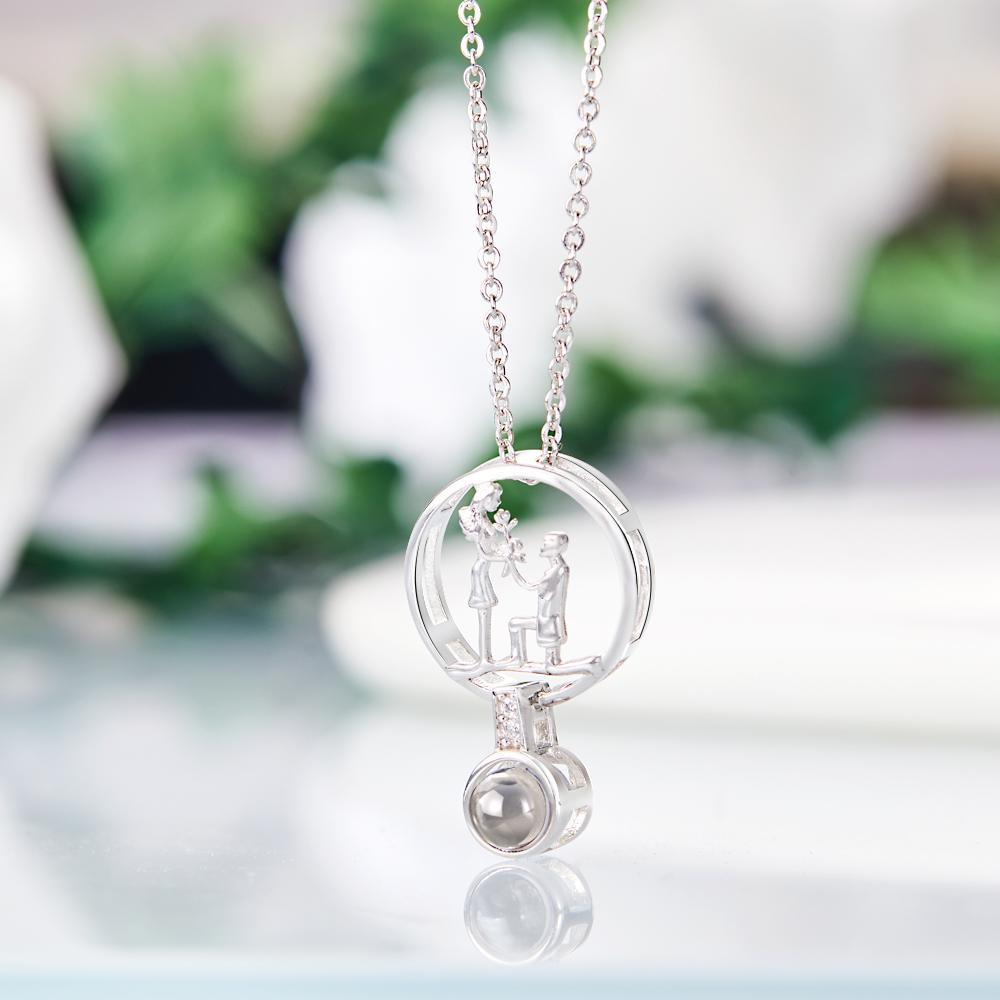 Personalized Photo Projection Necklace S925 Silver Pendant Romantic Gift For Proposal - soufeelus