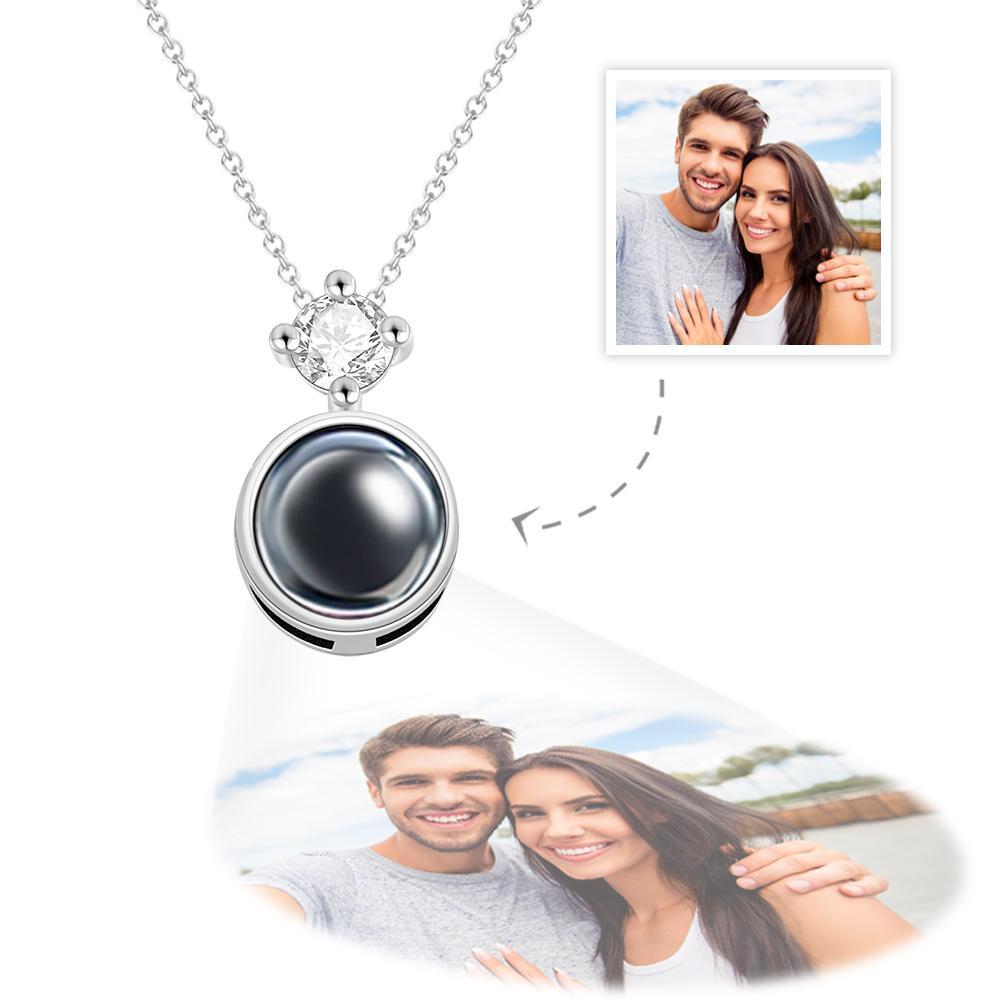 Custom Photo Projection Necklace Personalized Round Circle Necklace Gift for Women - soufeelus