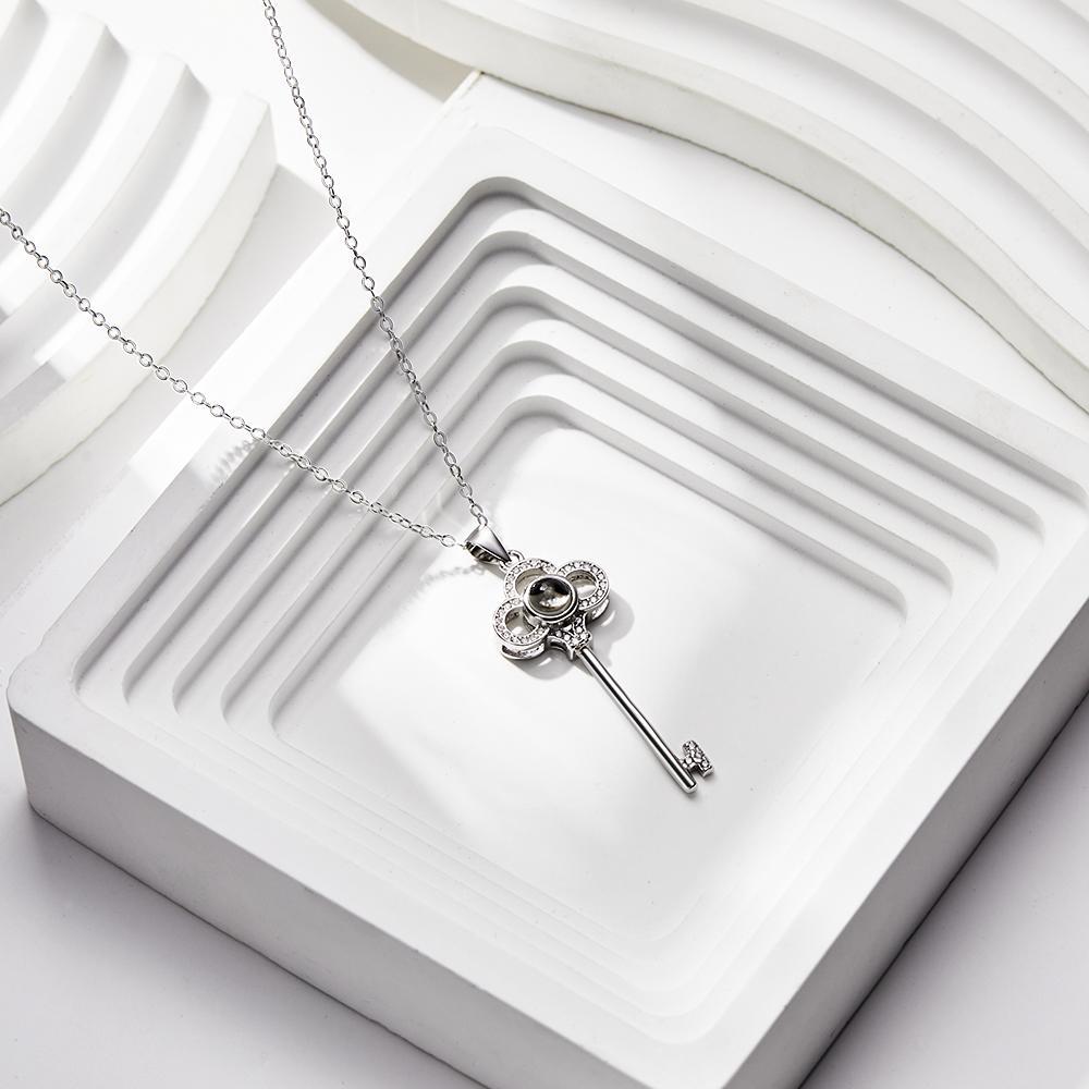 Custom Photo Projection Necklace Creative Key Necklace Birthday Gift - soufeelus