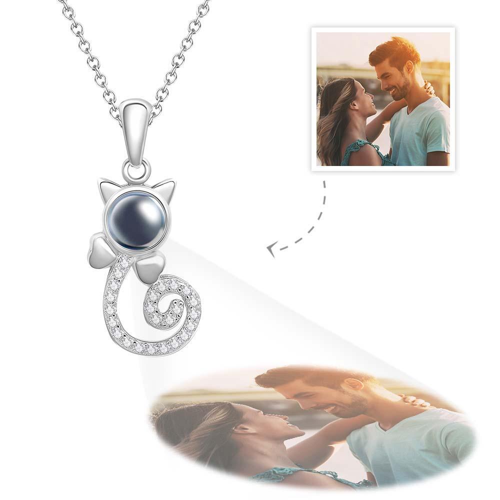Projection Cat Photo Necklace , Personalized Girlfriend Necklace, Clavicle Photo Projection - soufeelus