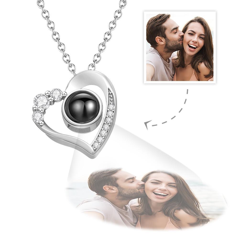 Custom Photo Projection Necklace Heart Exquisite Gifts - 