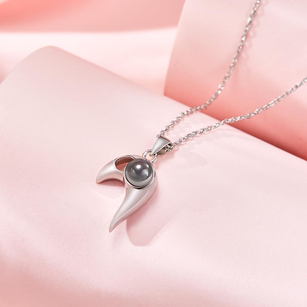 Custom Photo Projection Necklace Couple Matching Heart Gifts -