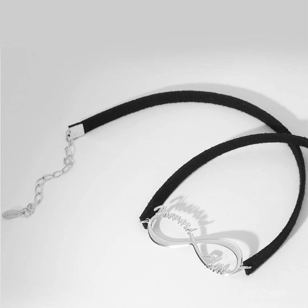 Black Leather Infinity Name Choker - soufeelus