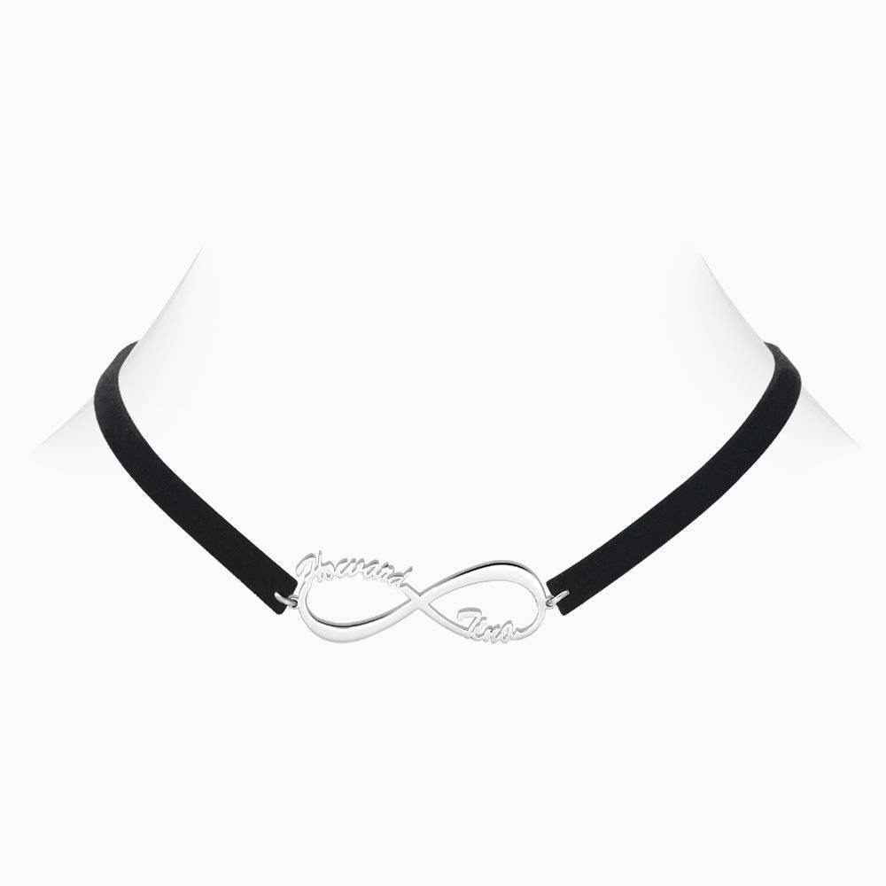 Black Leather Infinity Name Choker - soufeelus