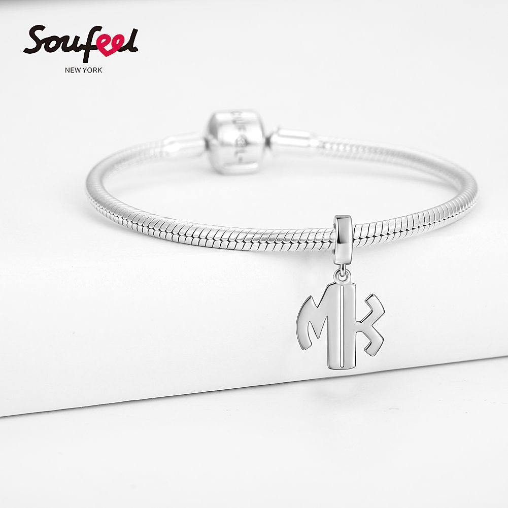 Personalized Two Letter Charm Pendant Silver - soufeelus