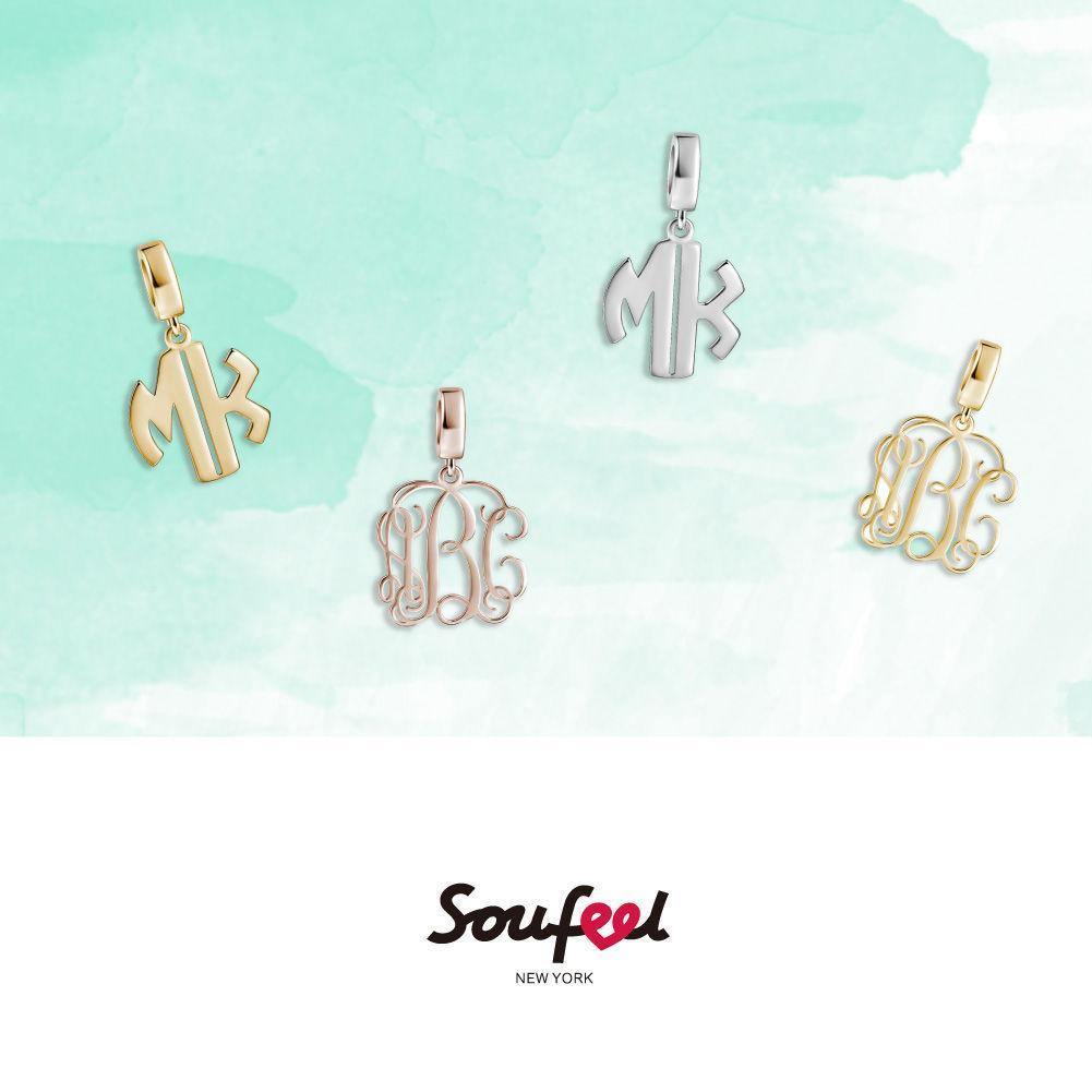 Personalized Two Letter Pendant Charm 14k Gold Plated Silver - soufeelus