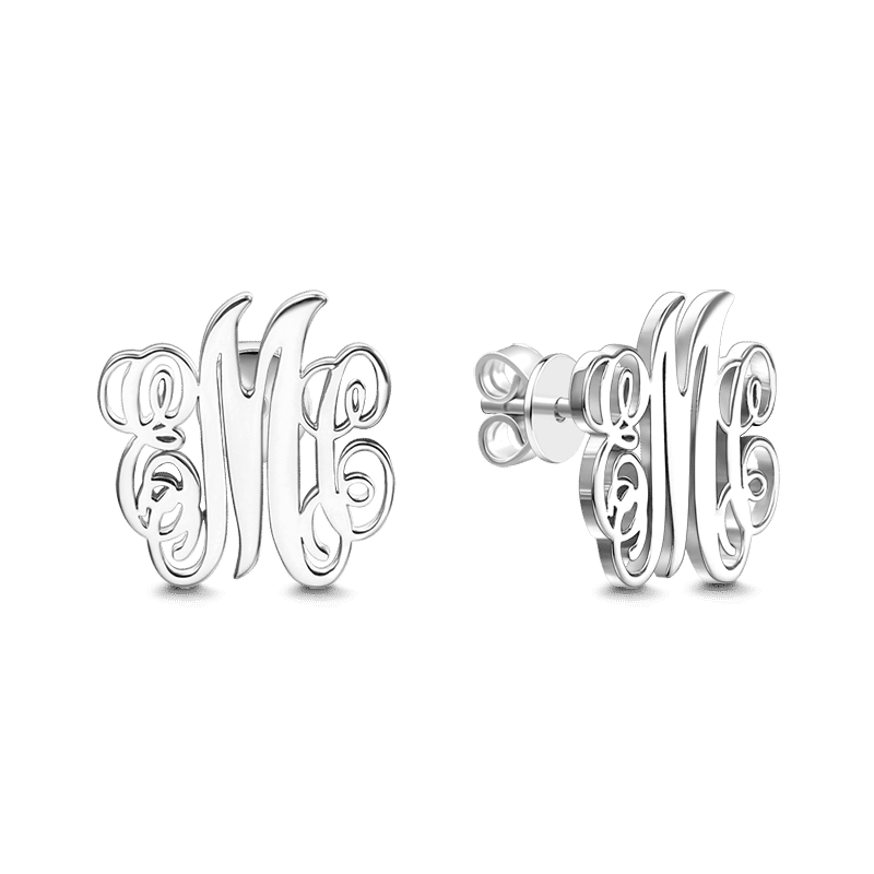 Monogram Earrings Silver - soufeelus