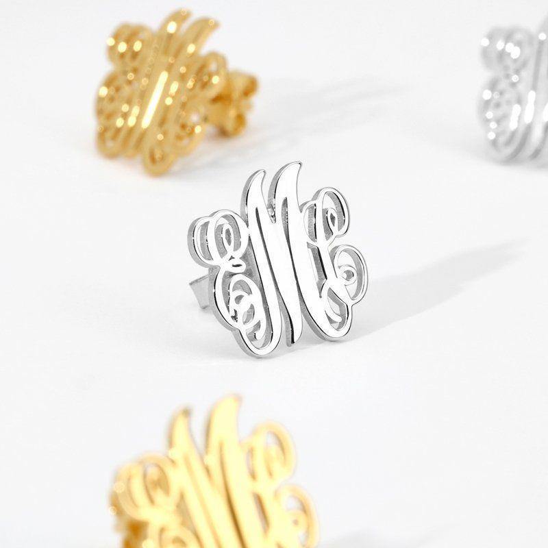 Monogram Earrings Silver - soufeelus