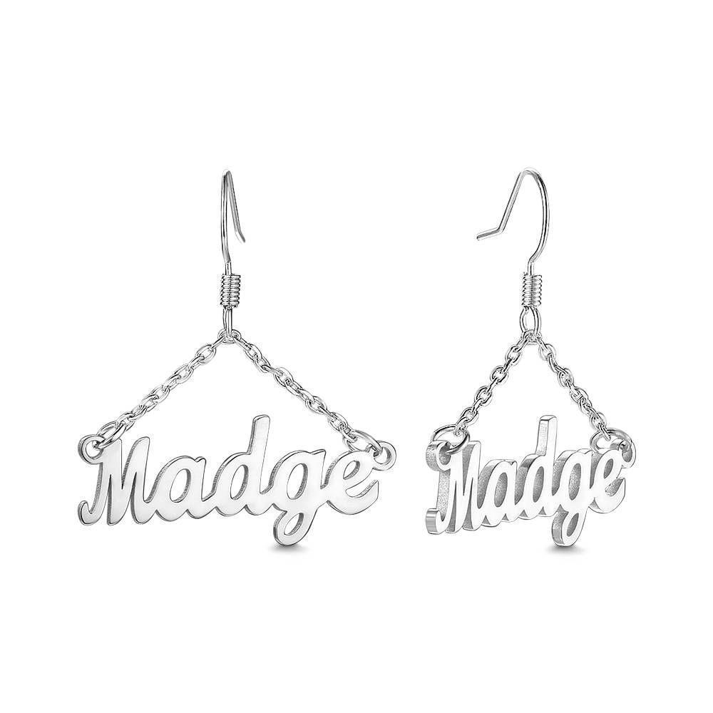 Custom Name Earrings Unique Gift 14K Gold Plated - Silver