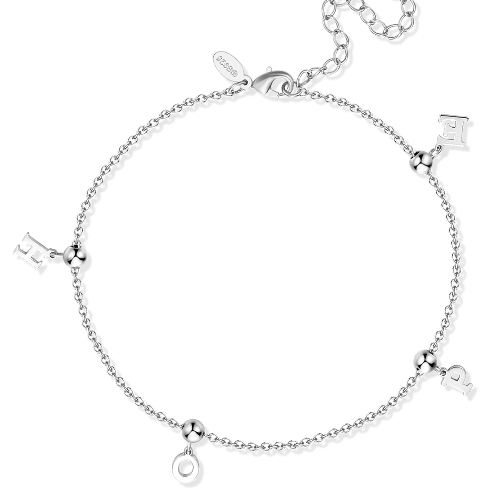 Personalized Dangle Name Anklet Sterling Silver - soufeelus