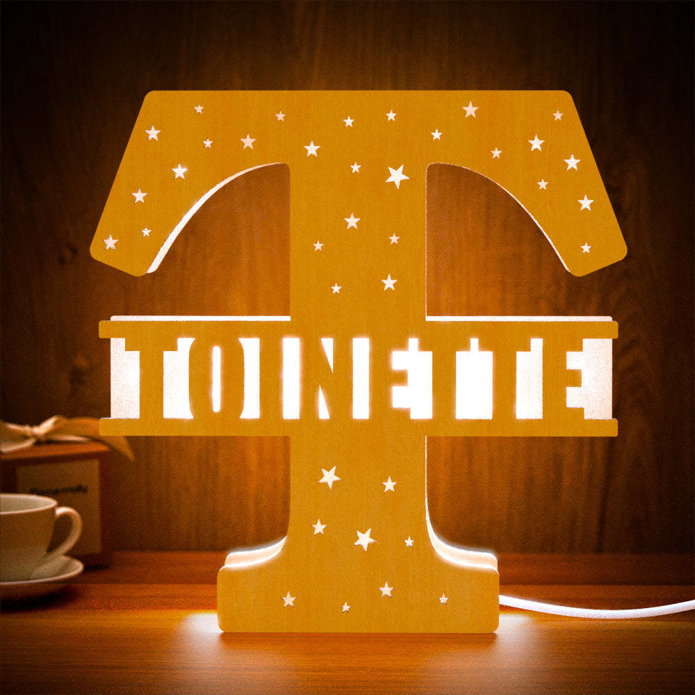 Personalized Initial Name Wooden Night Light Custom Letter Lamp Room Decor - soufeelus