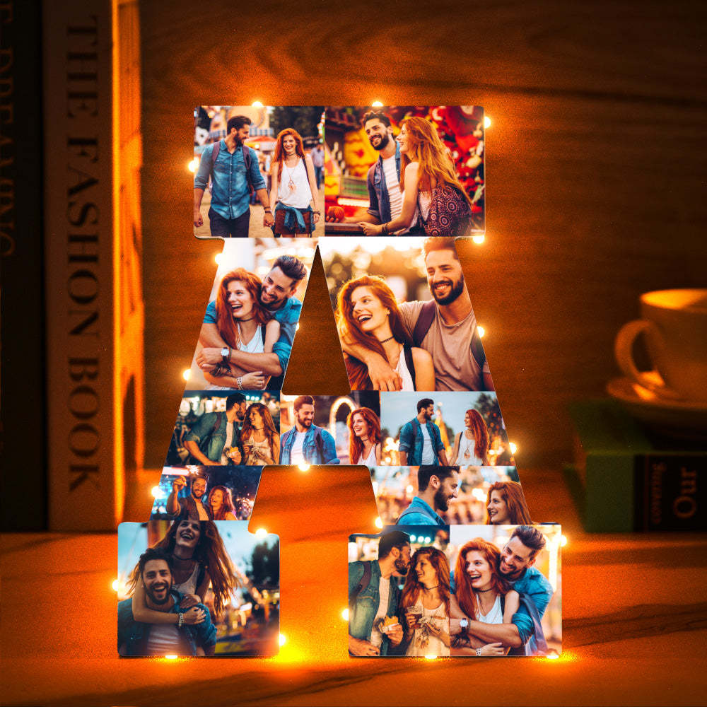 Custom Photo Letter Night Light Personalized Initial Name Lamp Room Wall Decor - soufeelus
