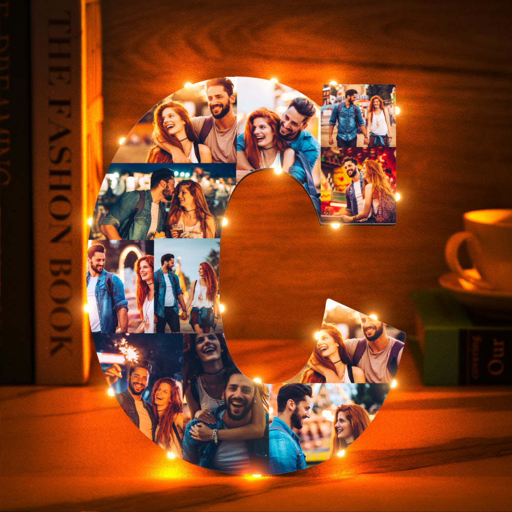 Custom Photo Letter Night Light Personalized Initial Name Lamp Room Wall Decor - soufeelus