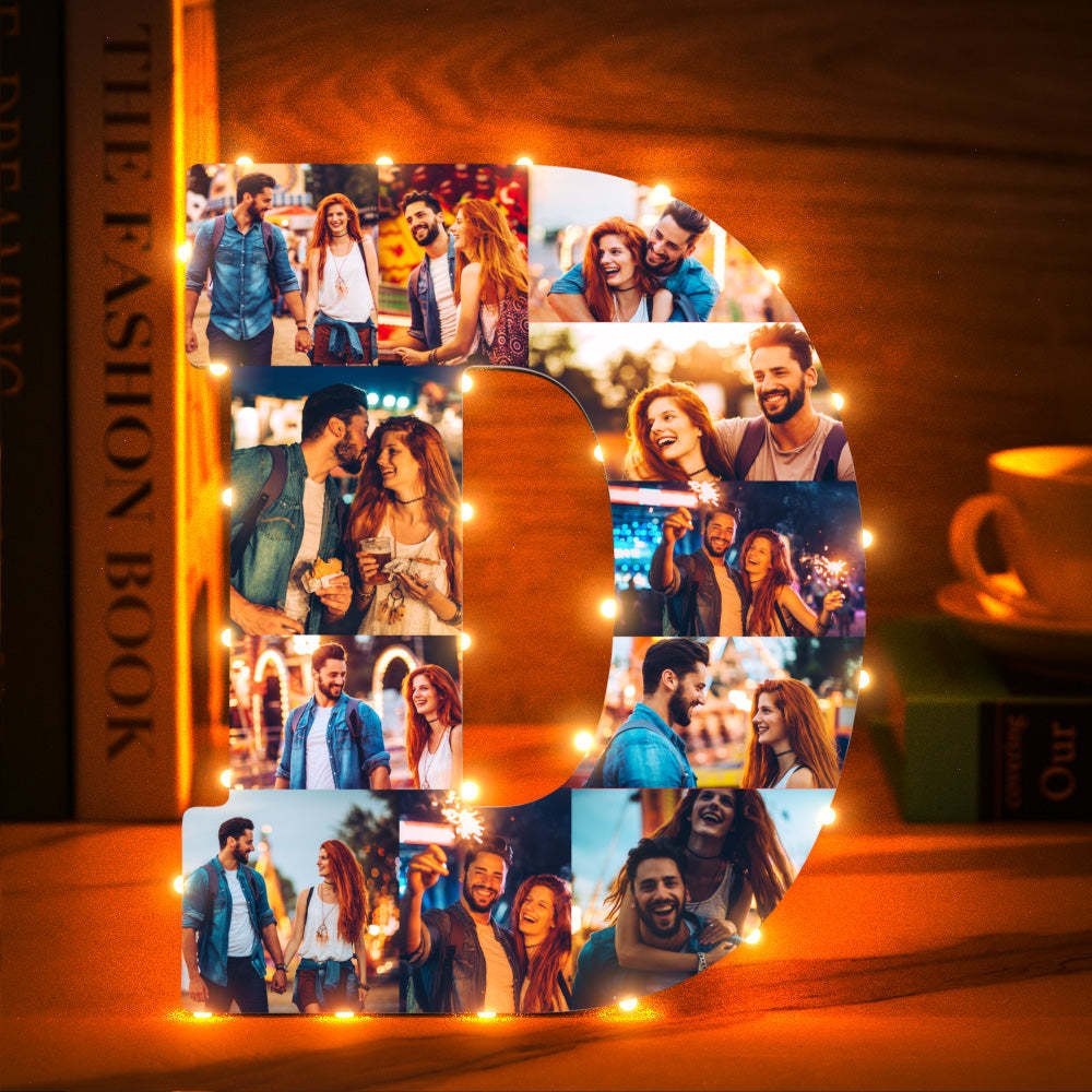 Custom Photo Letter Night Light Personalized Initial Name Lamp Room Wall Decor - soufeelus