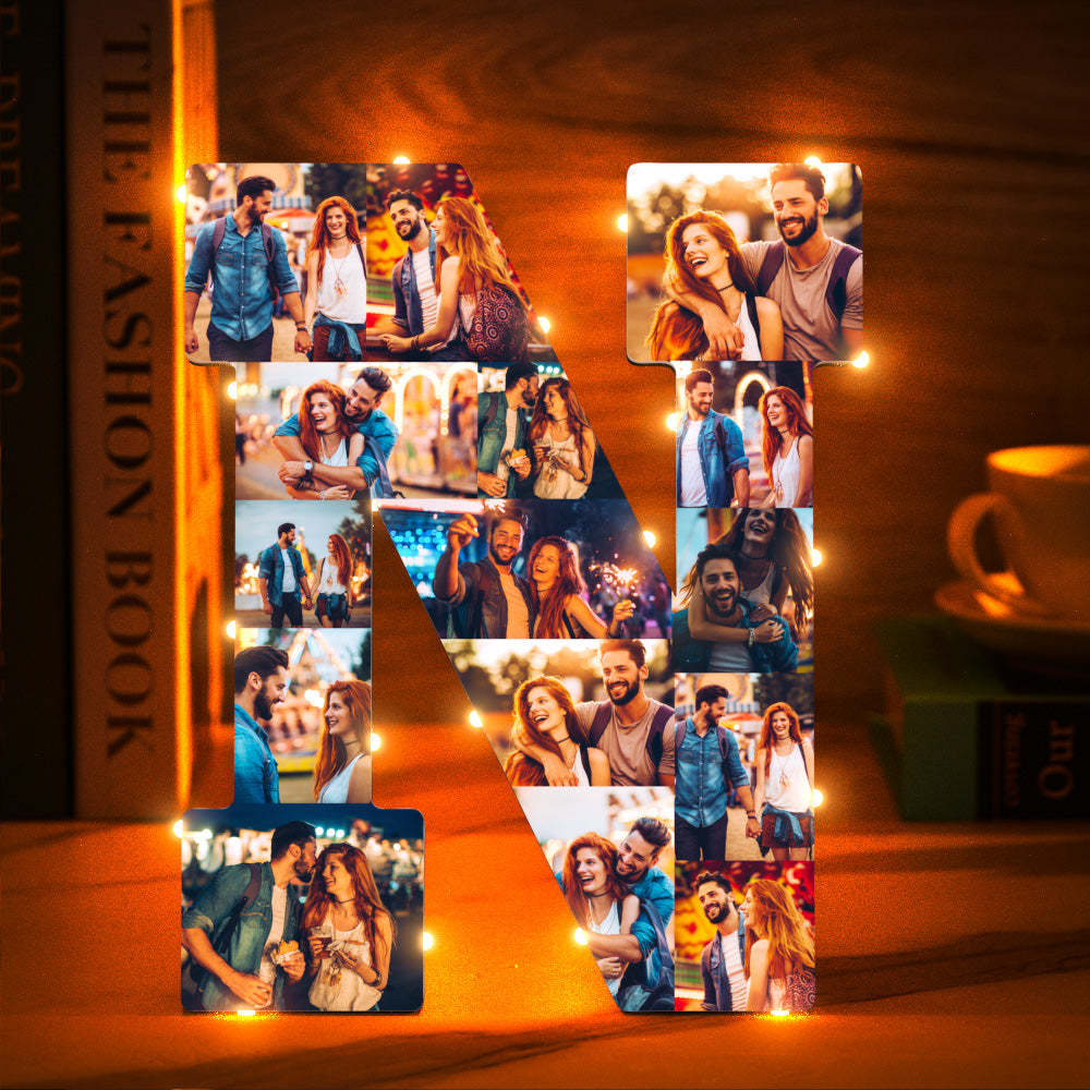 Custom Photo Letter Night Light Personalized Initial Name Lamp Room Wall Decor - soufeelus