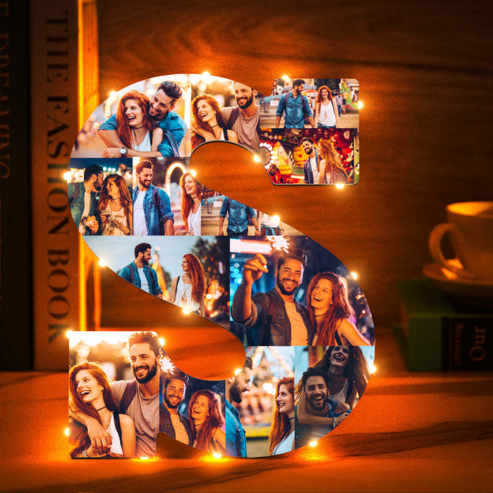 Custom Photo Letter Night Light Personalized Initial Name Lamp Room Wall Decor - soufeelus