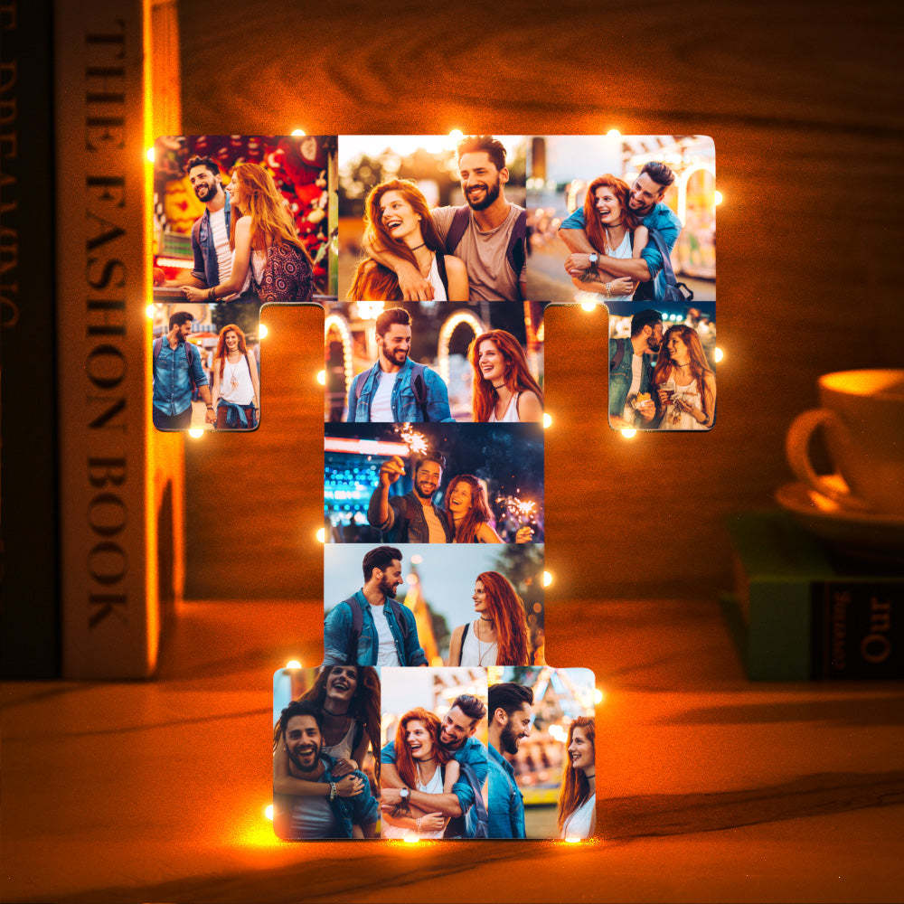 Custom Photo Letter Night Light Personalized Initial Name Lamp Room Wall Decor - soufeelus