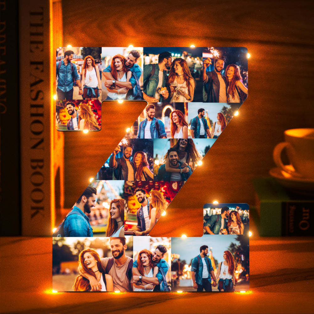 Custom Photo Letter Night Light Personalized Initial Name Lamp Room Wall Decor - soufeelus