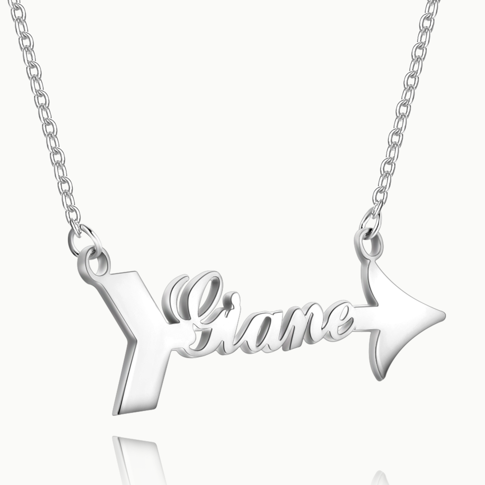 Personalized Arrow Name Necklace Silver - soufeelus