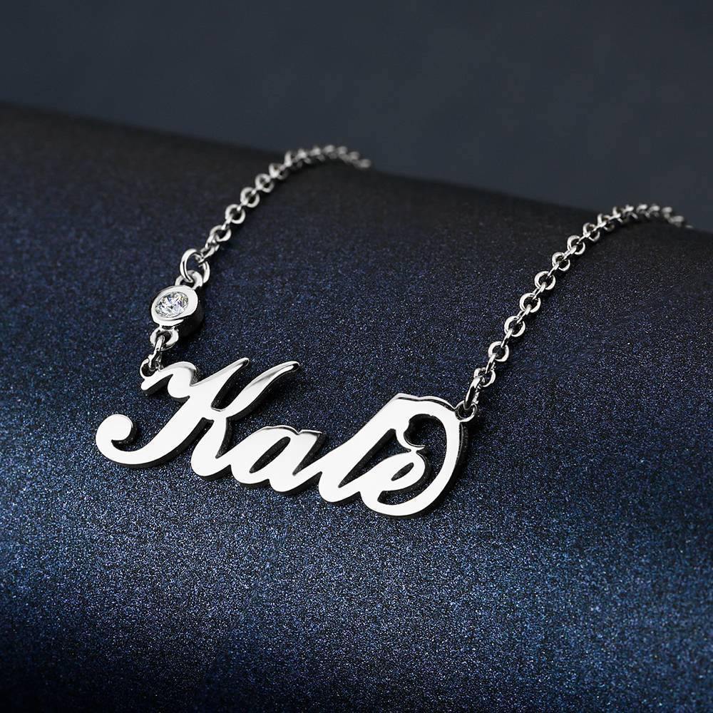 Personalized Birthstone Name Necklace Silver - soufeelus