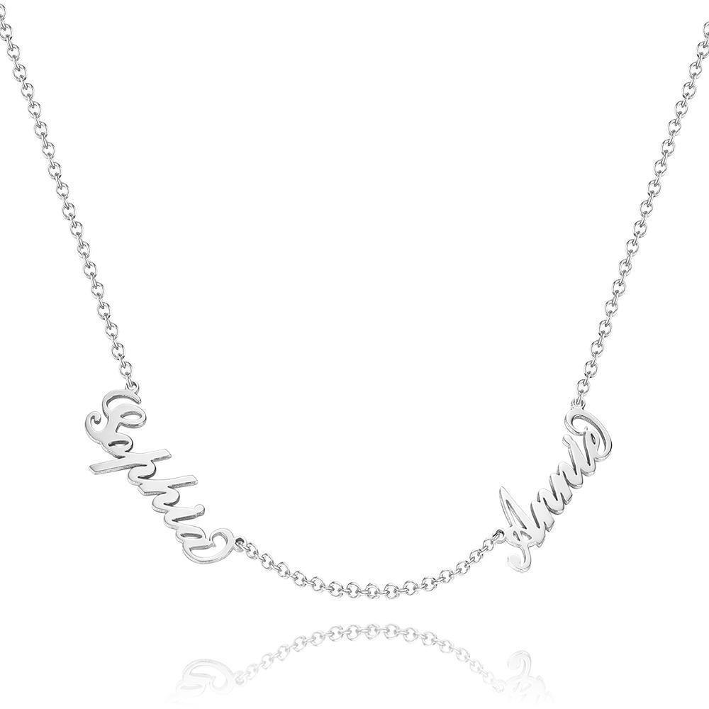 Personalised Two Name Necklace Silver - soufeelus