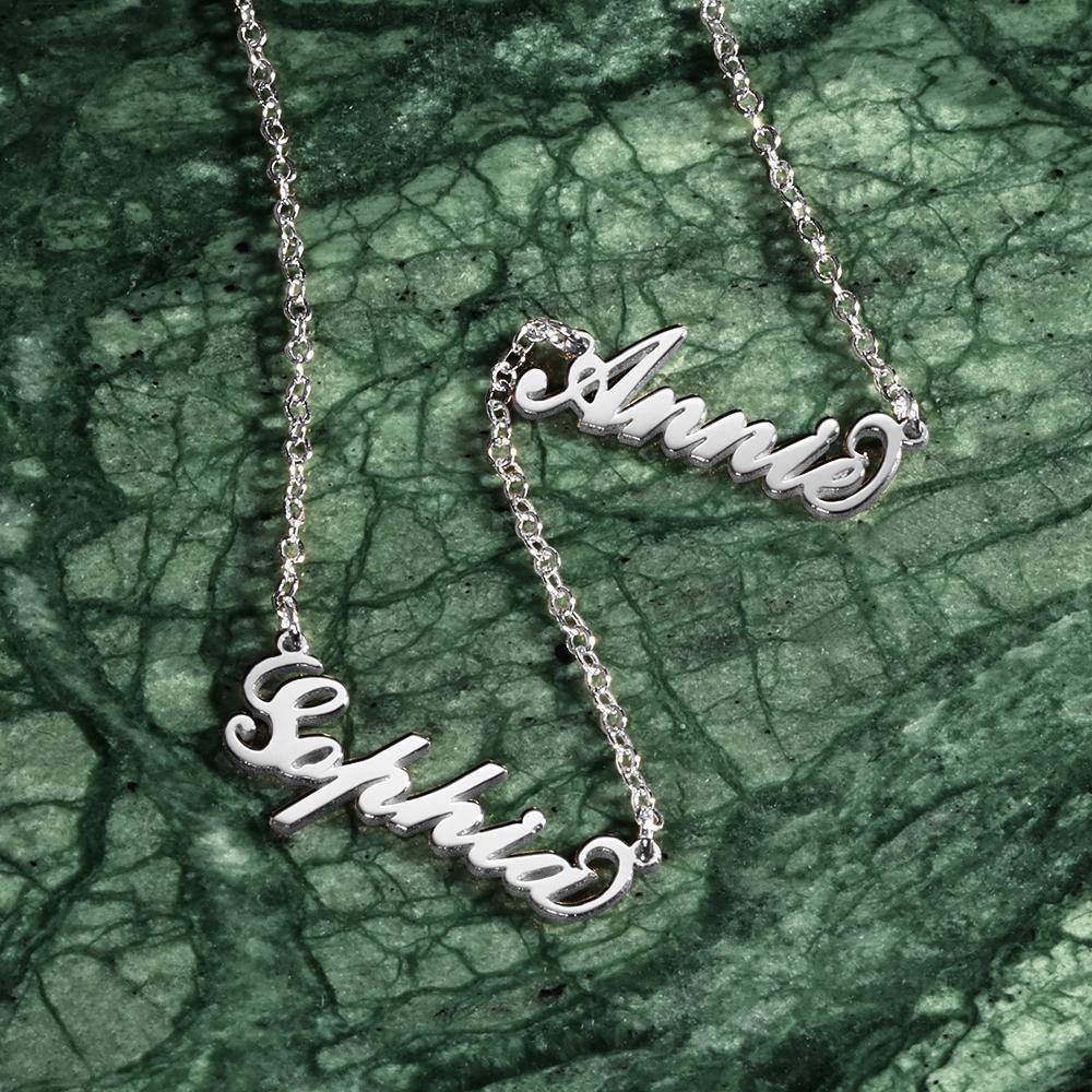 Personalised Two Name Necklace Silver - soufeelus