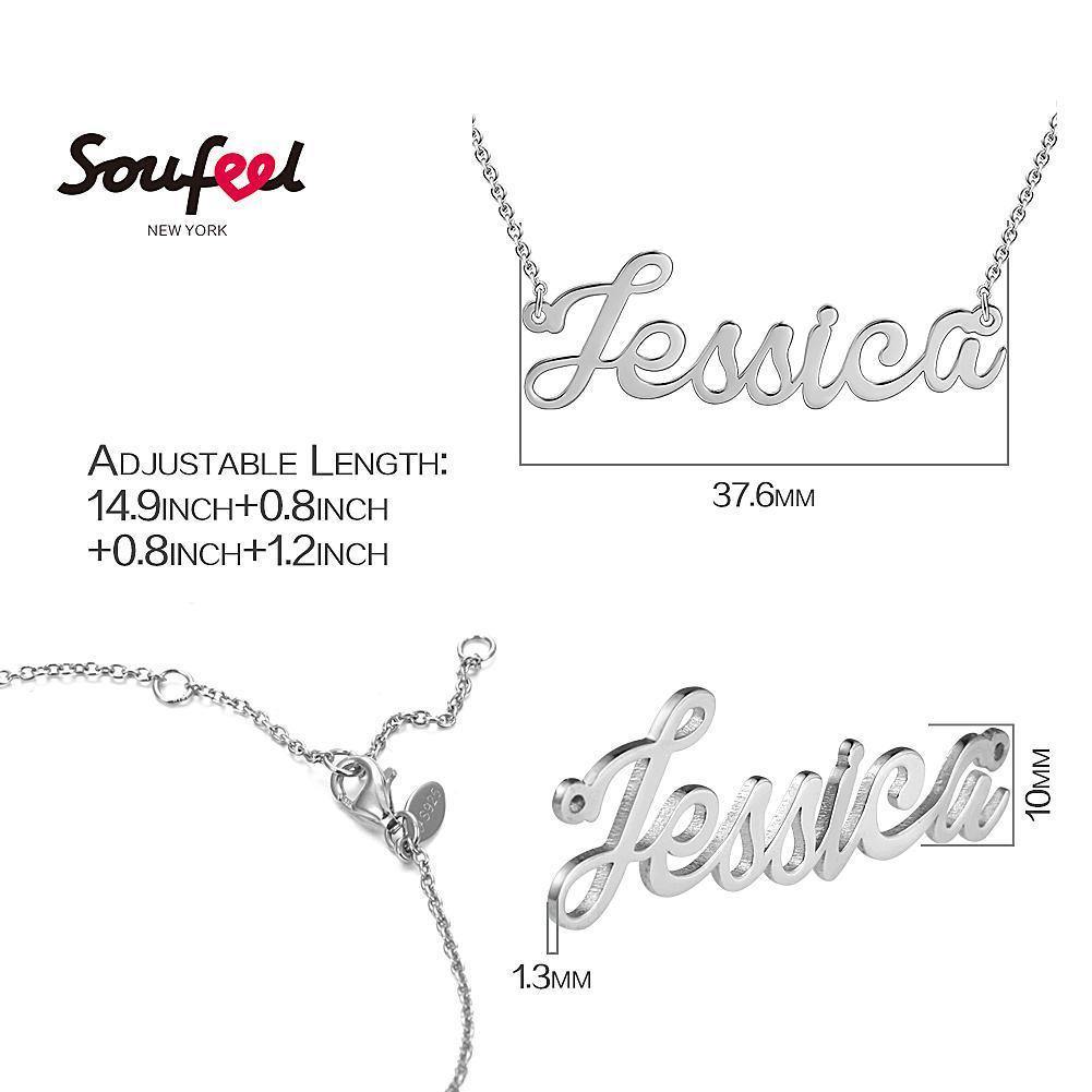 Personalized Cursive Name Necklace Silver - soufeelus