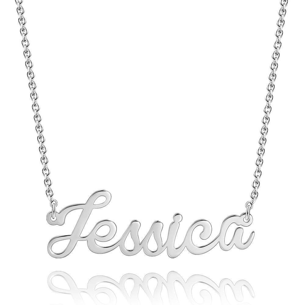 Personalized Cursive Name Necklace Silver - soufeelus