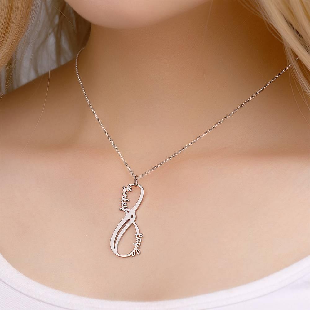 Name Necklace, Infinity Necklace with Two Names Silver - soufeelus