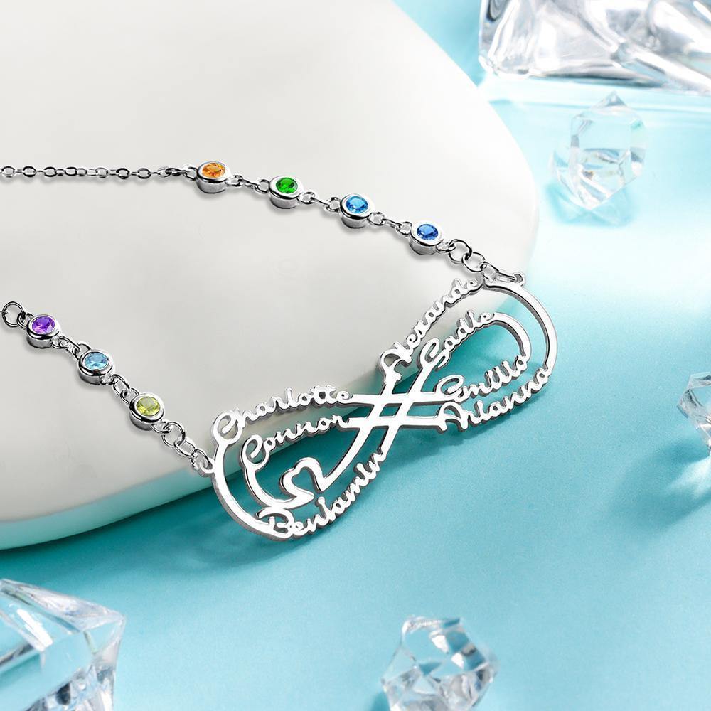 Infinity Necklace with Custom Birthstone Name Necklace Silver Best Friends Gifts - soufeelus